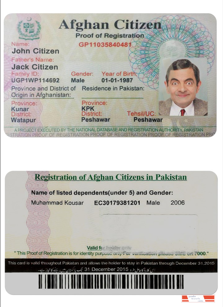 AFGHANISTAN Citizen proof of registration card PSD